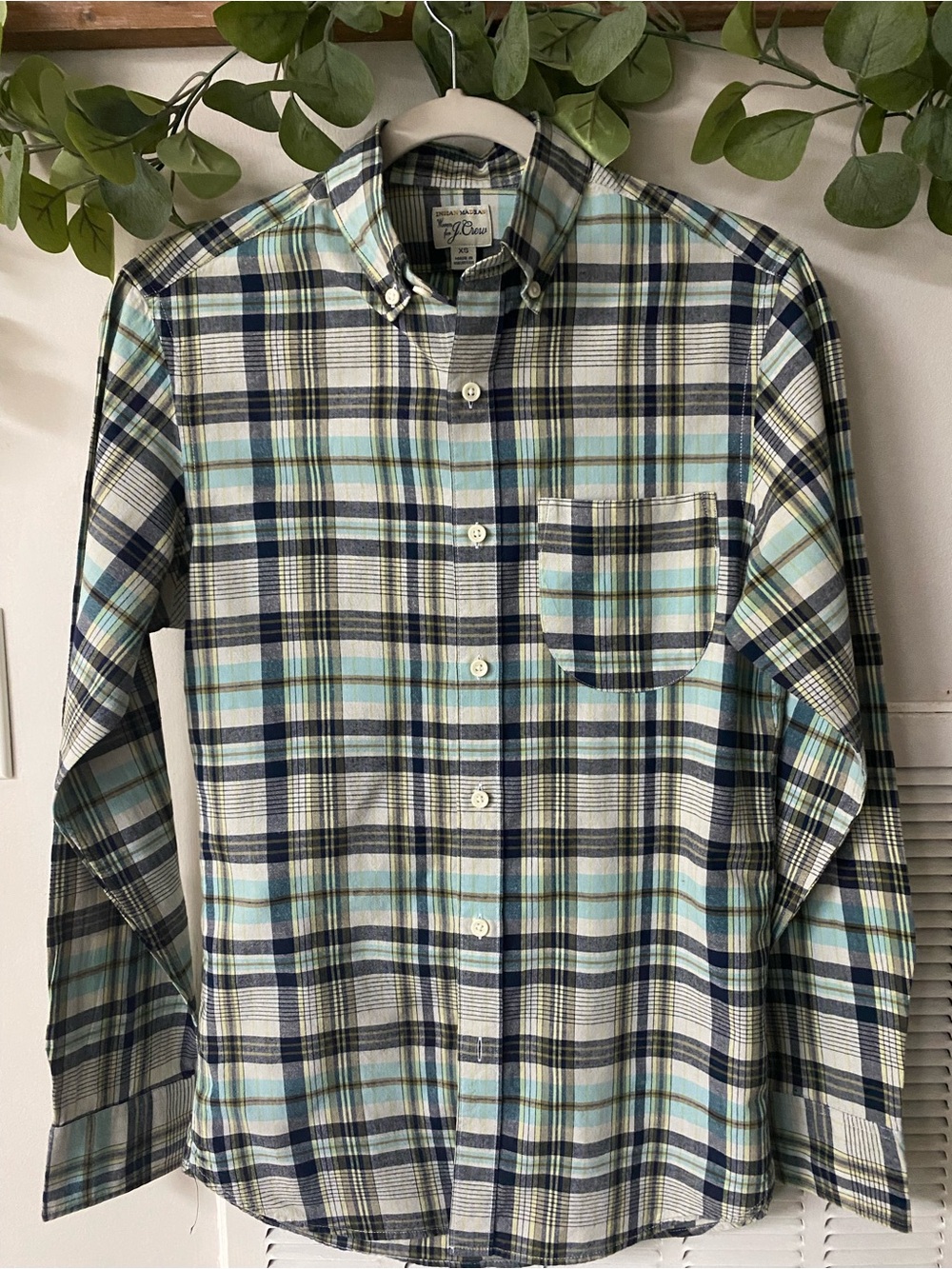 J. Crew Blue and Navy Plaid Button-Down Shirt